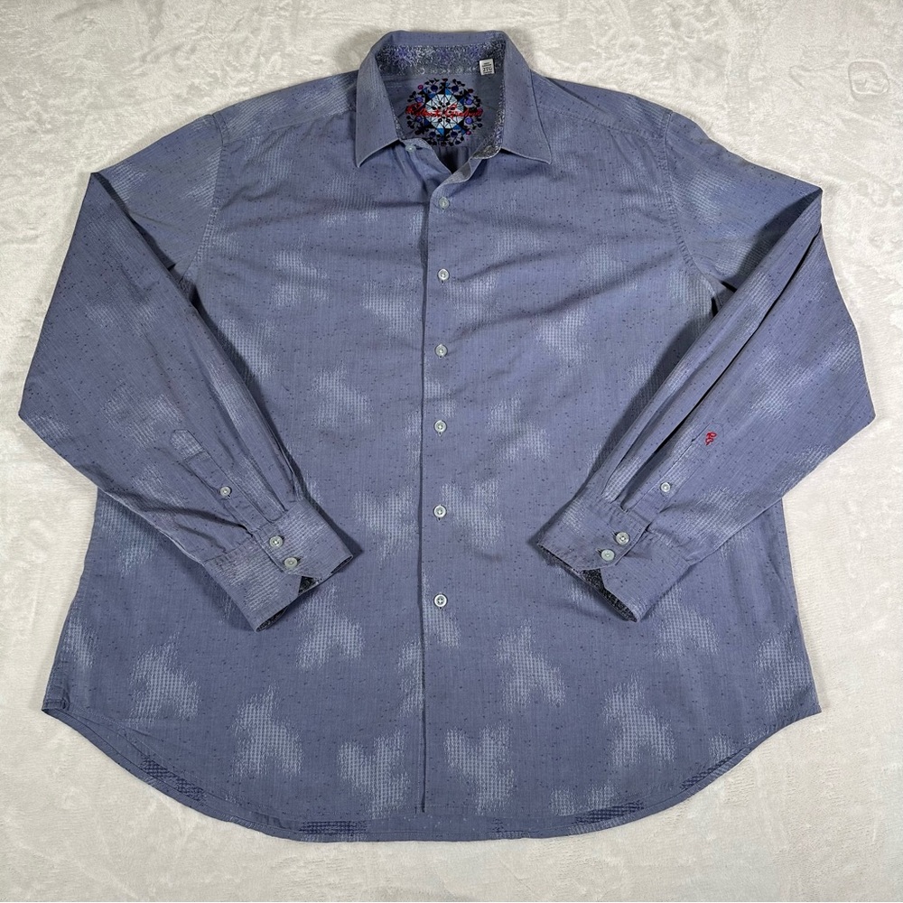 Robert Graham Shirt Men Size 2XL Purple Long Sleeve Classic Fit Flip Cuff